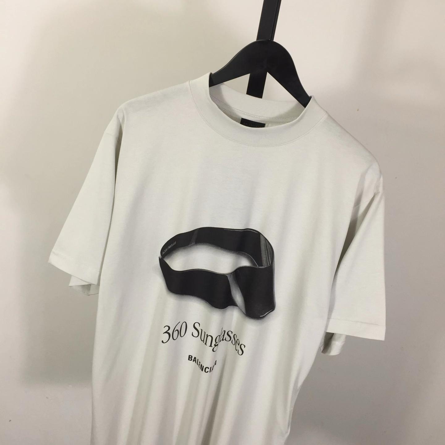 Balenciaga 360 Sunglasses T-Shirt Medium Fit In Dirty White Dry Jersey - DesignerGu